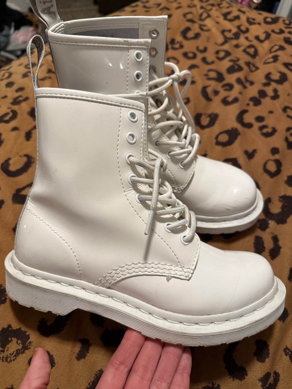 White patent leather Dr. Martens